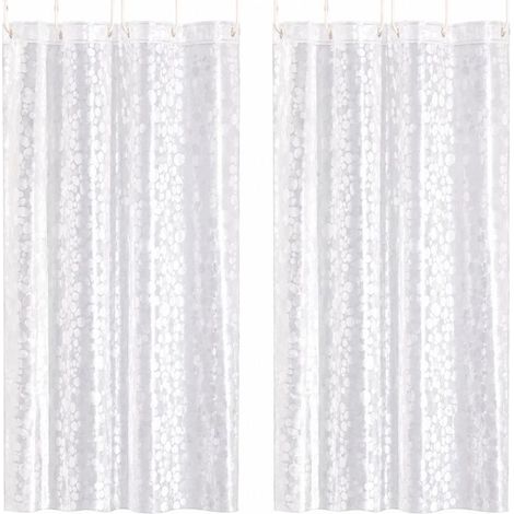Lot de 2 Rideau de Douche Transparent Imprimé en PEVA avec 12 Anneaux Inclus - Longueur 180 x Hauteur 200 cm (1/3)