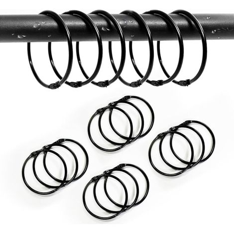 12 Pack Inoxydable Anneau Rideau, 50mm Anneaux de Rideau de Douche, Ronds Métal Anneaux Rideaux, Crochets de Rideau de Douche a (1/4)