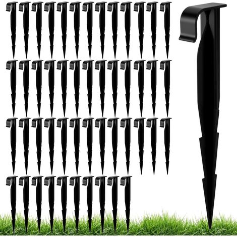 50 Ancrage Sol, Plastique PE, 16x3x1,7 Cm, Noir, Pour Tuyau Irrigation Goutte À Goutte, Jardin