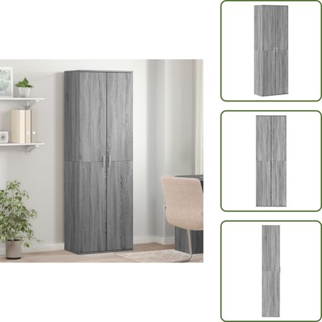 The Living Store Highboard Grau Sonoma 60x35x180 cm Holzwerkstoff - Hochregal (1/5)