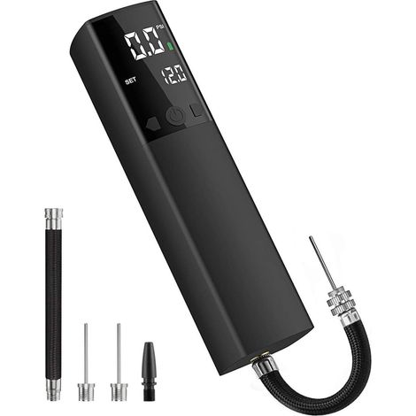 Pompe À Air Électrique - Manomètre Numérique LCD - Pression Réglable PSI - Pour Ballon De Football Basketball Volleyball Rugby - 2 Aiguilles + 1 Embout - Autonome Sur Batterie (1/5)