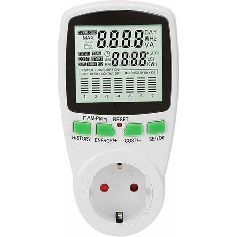 Wattmeter, Energy Consumption Monitor, Power Meter Socket 0-16A Smart Electricity Usage Monitor (UK) (1/5)