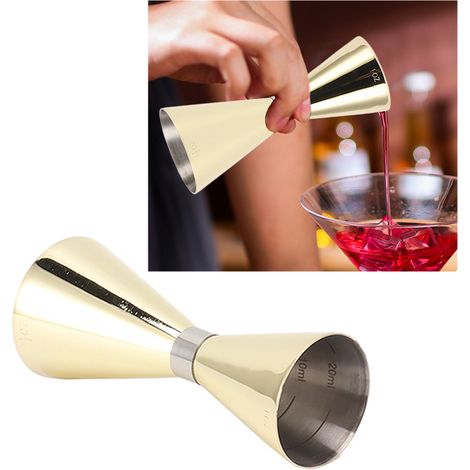 Tasse à mélanger graduée à double fond en acier inoxydable 304 avec anneau doré, petite tasse de 30 ml, titane (1/5)