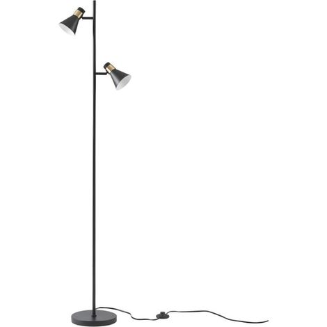Lampadaire à 2 têtes - Lampio - D 23 x H 160 cm - Noir - Livraison gratuite (1/3)