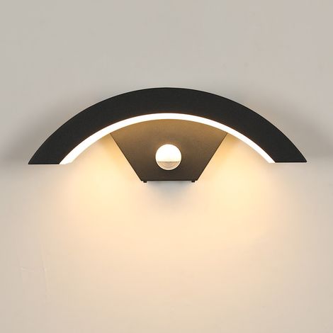COMELY Black 16W Outdoor U-Shaped Wall Light with Motion Sensor, 3000K Warm White, IP65 Waterproof, for Garden, Garage, Porch