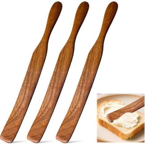 3-Piece Thin Wooden Spatula Set, 28cm Wooden Spatulas Sourdough Spatulas (1/5)