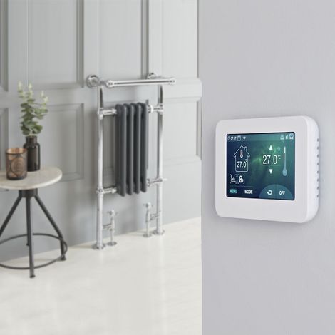 Hudson Reed Elizabeth - Sèche-Serviettes Mixte Rétro Sur Pieds Anthracite avec Thermostat Wi-Fi à Écran Tactile – 93cm x 45cm (avec barre déportée) (1/5)