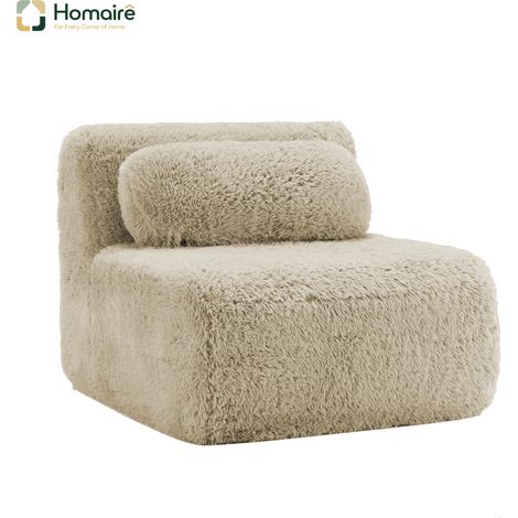 Canapé modulable en peluche kaki avec accoudoirs 87 x 104 x 73 cm HOMAIRE (1/5)