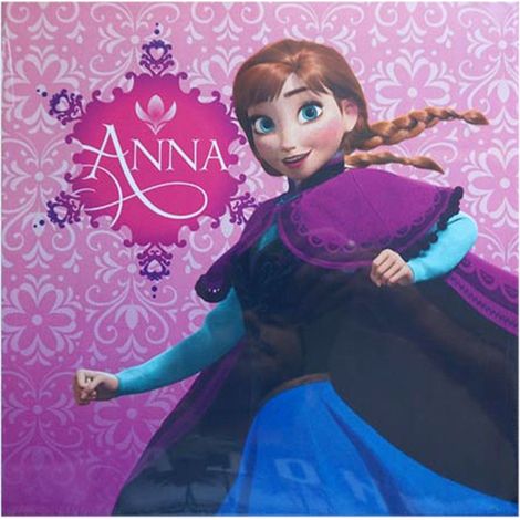 Cadre La Reine des Neiges Anna rose 25 x 25 cm
