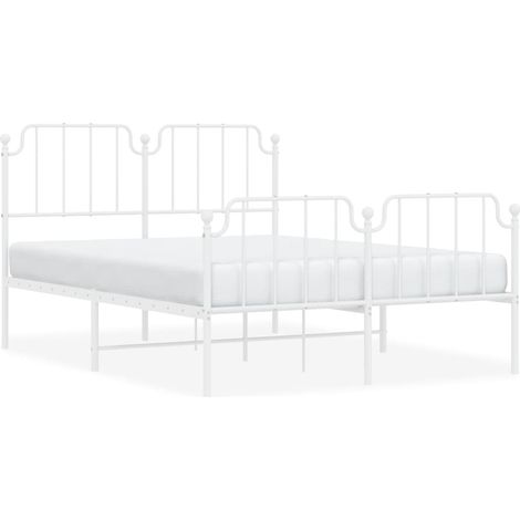 Lit Double - Lit Contemporain - Cadre de lit métal et pied de lit blanc 140x190 cm fr30096 (1/5)