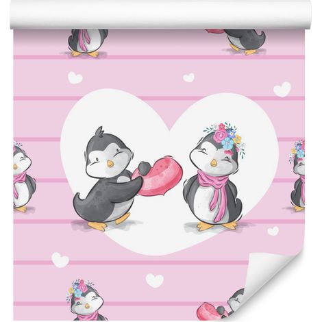 Papel pintado Pingüinos enamorados para salón y dormitorio 50x1000 cm (1/5)