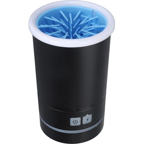 Nettoyeur de pattes pour chiens et chats, rechargeable par USB, automatique, à poils souples et portable. Noir et blanc. Diamètre du trou en S : 2,3 cm / 0,9 po. (1/5)
