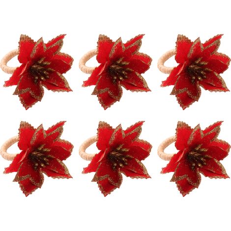 Ensemble de 6 serviettes rouges élégantes pour Noël, mariage ou anniversaire