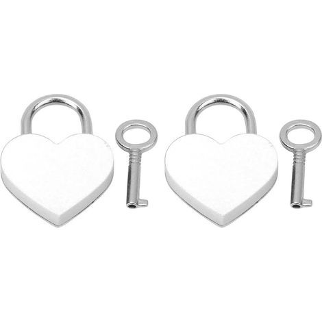 2 Serrures Cœur Métalliques Colorées avec Clés - 30x39mm - Fournitures Créatives Maison (1/5)