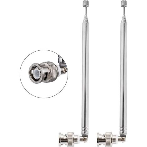 2 Pièces BNC Mâle Connecteur Antenne Téléscopique 7 Sections VHF UHF 68.5cm/27IN Antenne Téléscopique BNC Plug pour CB Radio Police Scanneur Ham Radio Mobile Microphone sans Fil (1/5)