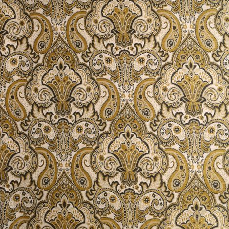 Tissu d’ameublement jacquard à motif cachemire et perse Jaune Ocre 150 cm (1/2)