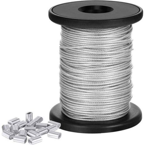 Fil Suspendu - Acier Inoxydable 304 - 1.5 Mm - 30 M - Système De Suspension Pour Cadre - Manchon À Sertir 20 Pièces (1/4)
