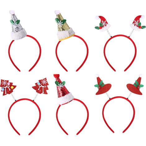 Headband De Noel - Motifs Flocon De Neige Renne Arbre De Noel - Taille Unique Pour Enfants Et Adultes - Lot De 6 (1/5)