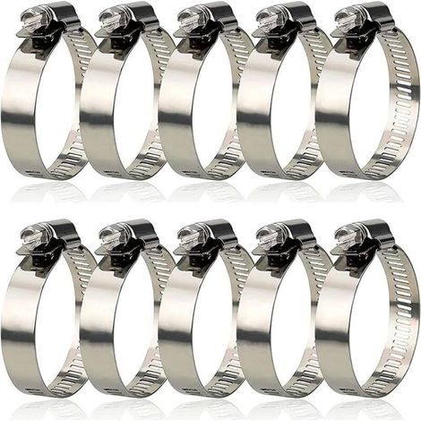 10 Pièces Collier de Serrage Tuyau Réglable 27-51 mm , 304 Collier de Serrage Inox, Métallique, pour tuyau, Home Gaz, Famille Tuyau D'eau, Câble, Robinet, etc (1/5)