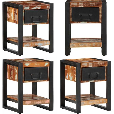vidaXL Table de chevet multicolore 35x34x45cm bois massif récupération (1/5)