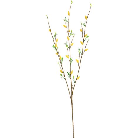 Branche de camélia artificiel jaune, flexible et décorative, idéale pour les compositions florales et les loisirs créatifs.-AquaForge (1/5)
