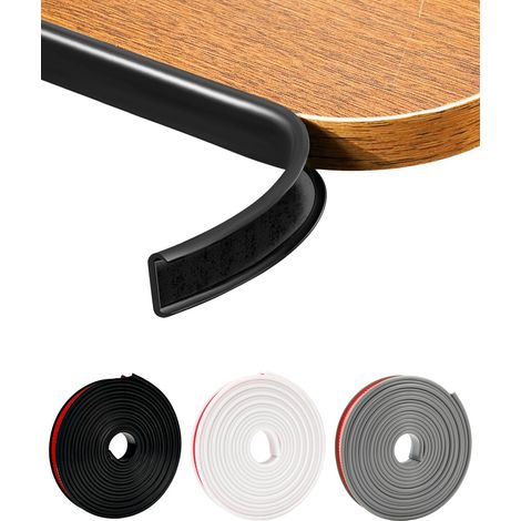 Bordatura a U da 25 mm, profilo di finitura autoadesivo per piani di lavoro da 5 m, protezione angolare per tavolini per bambini, striscia angolare flessibile in PVC, striscia in gomma per mobili, pia