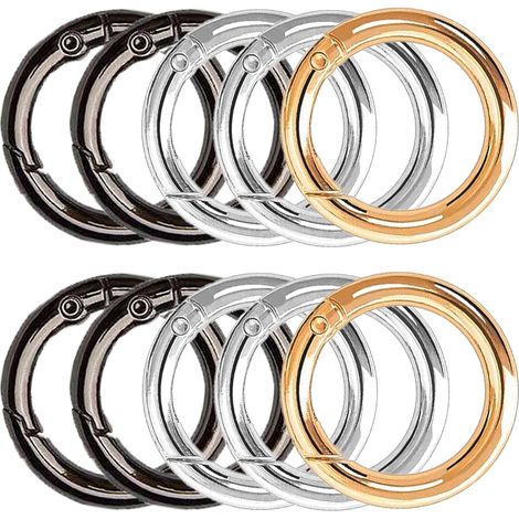 Lot de 10 mousquetons ronds de 48 mm en alliage de zinc très robustes - Grand mousqueton rond - Pour porte-clés, sac, bijoux, bricolage (1/5)