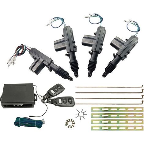 Système de verrouillage centralisé universel pour voiture , entrée sans clé, kit de verrouillage de porte à distance + actionneur de verrouillage de porte en 4 pièces (1/4)