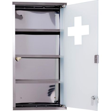 CASSETTA PORTA MEDICINALI CCON 4 RIPIANI IN ACCIAIO 30X12X60 CM BIANCA (1/5)