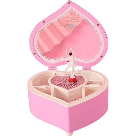 Boîte à musique rotative avec danseur, coffret de rangement pour bijoux, décoration pour la maison, pour la famille et les amis, rose (1/5)