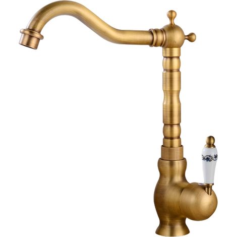 Robinet de lavabo rétro, mitigeur antique, robinet mitigeur de lavabo, mitigeur d'évier monotrou, robinet de salle de bain haut (1/5)