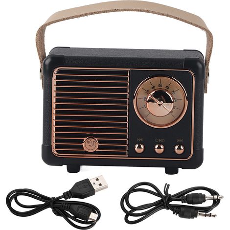 Retro Mini tragbarer Bluetooth-Lautsprecher mit Subwoofer für Musik (Schwarz) (1/5)