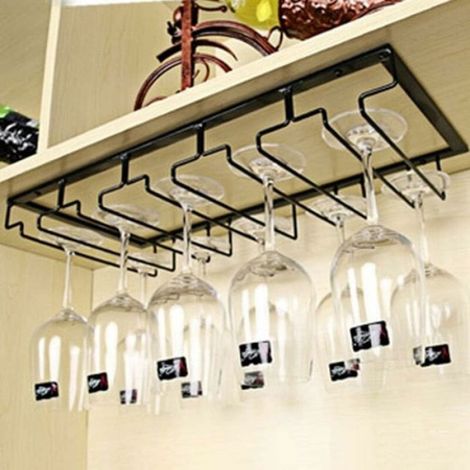 Porte-Verres Suspendu - 6 Rails - Pour Cuisine Bar Cave - 60 x 22,5 x 5,5 cm - 12 à 18 Verres (1/4)