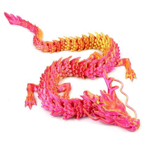 Dragón de cristal articulado de 45 cm, impreso en 3D. Ideal como antiestrés o elemento decorativo perfecto para el hogar, la oficina o como pieza de colección. - Rojo láser