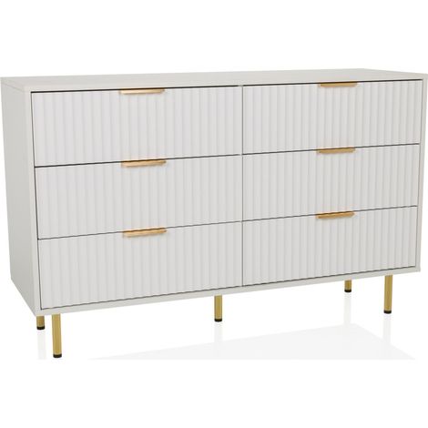 Sideboard / Kommode HJELLE 120x40x76 cm 6 Schubladen weiß hjh LIVING (1/5)
