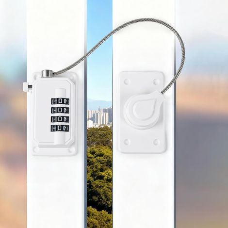 2PCS Verrou à Code pour Fenêtre et Porte, Système de Blocage Sans Perçage avec Adhésif Fort, Serrure Numérique pour Frigo, Armoire, Tiroir Coulissant (Blanc) (1/5)