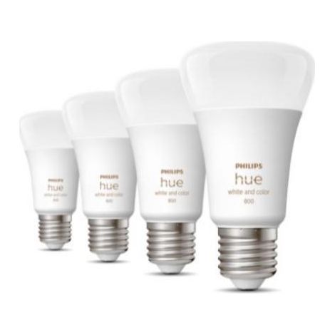 Philips hue 4 ampoules e27 65w a60 hue white and colour ambiance 929002489604 (1/10)