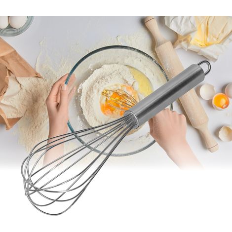 Fouet en acier inoxydable 6 fils pour pâtisserie, 10 pouces - Batteur à œufs manuel idéal cuisine et mélange
