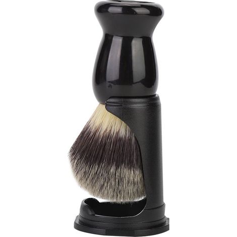 Porte-Couteau de Rasoir en Acrylique Noir avec Brosse à Barbe – Compatible avec Brosses de Rasoir Standard (1 Broasse + 1 Support) (1/5)