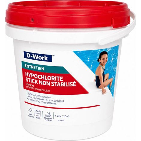 Hypocal Stick 4,8 kg - Chlore Lent en Stick 300 g - Désinfection Efficace et Pratique - D-Work (1/3)