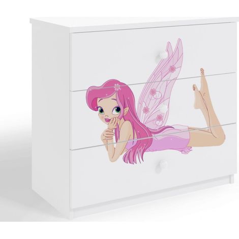 Commode enfant blanche petite fée 80cm