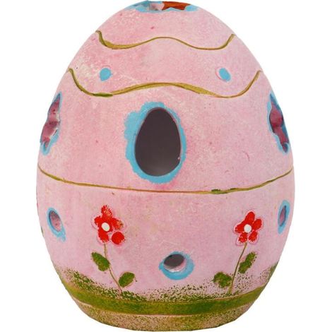 Lanterna a forma di uovo in ceramica rosa, 14 cm (1/3)