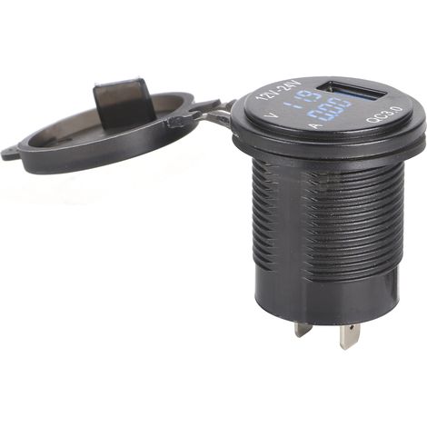 Chargeur de voiture 3 en 1 USB 3.0 avec voltmètre et ampèremètre numériques, charge rapide pour PhoneBlue (1/5)
