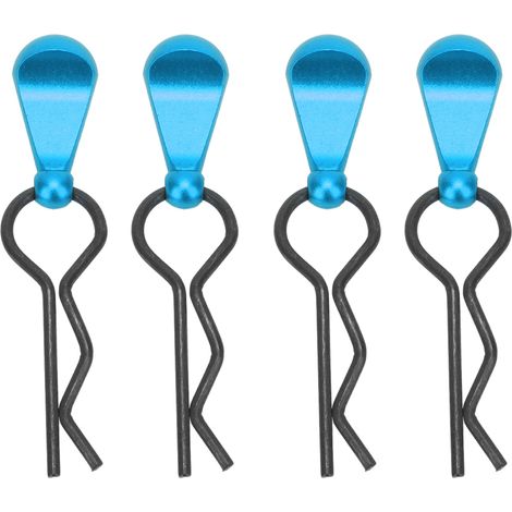 4 Pièces Attaches de Carrosserie RC en Acier Inoxydable, Forme R, Poignée en Alliage d'Aluminium pour Voitures RC 1/8 et 1/10, Bleu (1/5)