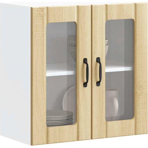 Küchen-Hängeschrank mit Glastür Lucca Sonoma-Eiche Holzwerkstoff
