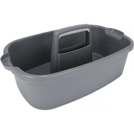 Organisateur de produits de nettoyage empilable - Panier de rangement polyvalent en plastique avec poignée - Panier à outils de jardin - Panier de nettoyage - Boîte de rangement - Gris (1/5)