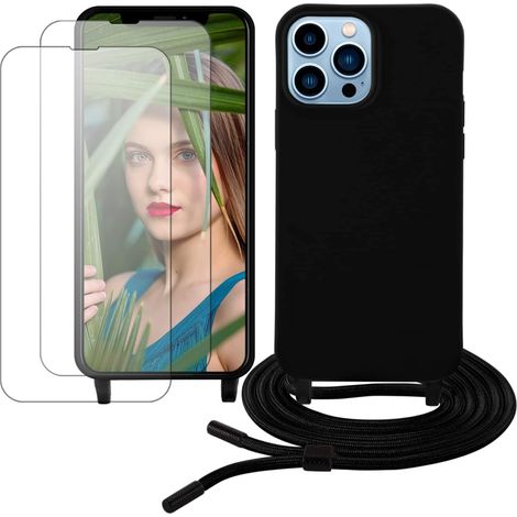 CUSTODIA IN SILICONE NERA PER APPLE IPHONE 13 PRO MAX 6.7"" + 2 VETRO TEMPERATO (1/5)