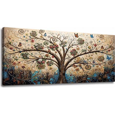 Lupia Quadro moderno soggiorno camera da letto Canvas World ALBERO ROMANTICO 52x122 cm, Stampa su Tela, Telaio in Legno