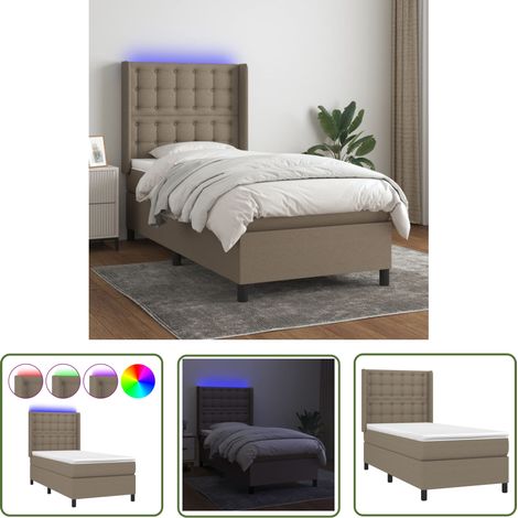 The Living Store Boxspringbett mit Matratze & LED Taupe 100x200 cm Stoff - Boxspringbett - Doppelbett - Lattenrost - Bettauflage - LED Beleuchtung (1/5)