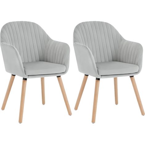 WOLTU 2x Sillas de Comedor Sillón de Sala de Espera con Respaldo Gris Claro (1/5)
